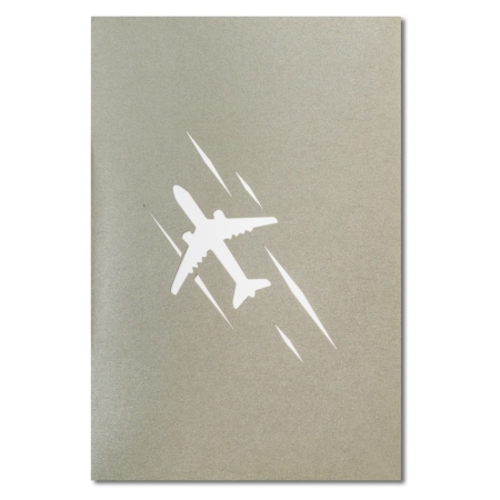 JET SET ~ Silver Jet Airplane Pop Up Card