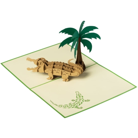 Alligator and palm tree pop up greeting card