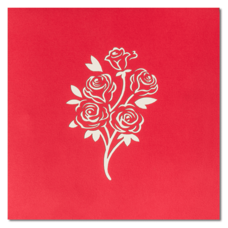 RED ROSES, FLOWER OF LOVE ~ Pop Up Card