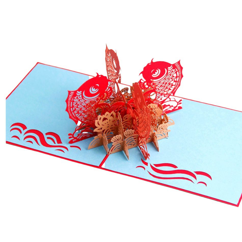 Koi Fish and Lotus Flower pop up card