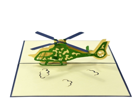 OC096 military helicopter pop up card vertical