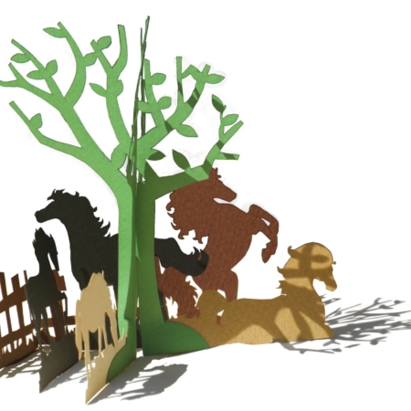 WILD HORSES HORSING AROUND ~ Pop Up Card