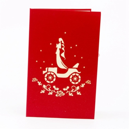 JUST MARRIED WEDDING CAR ~ Romantic Pop Up Card