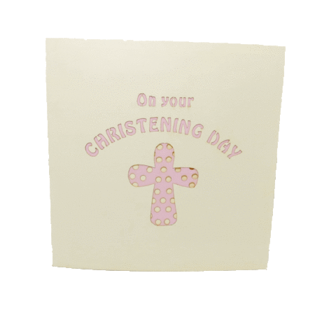 Girl christening pop up card cover