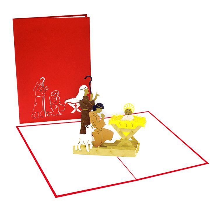Manger nativity card with cover