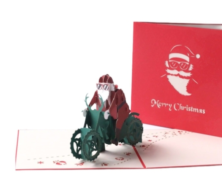 Santa on a Motorcycle pop up card