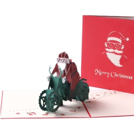 Santa on a Motorcycle pop up card