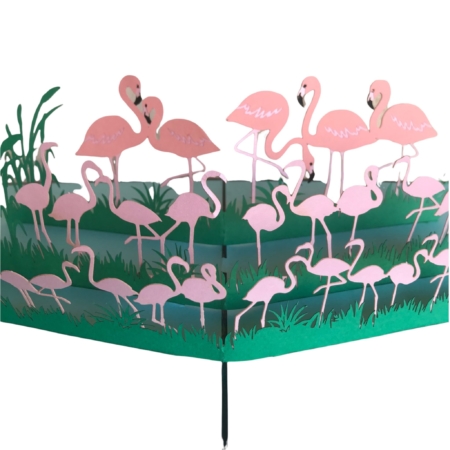 Tickled Pink Flamingo detail pop up card