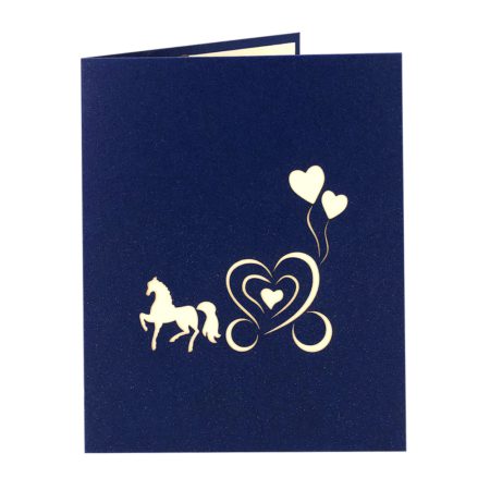 Romantic carriage wedding pop up card cover