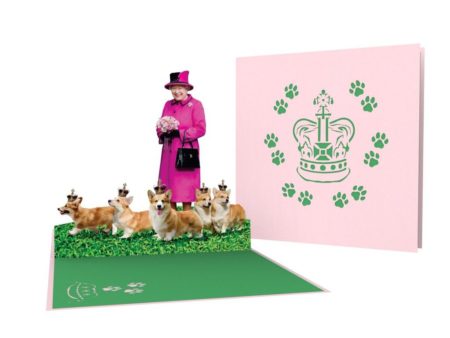 queen and corgis pop up card with cover
