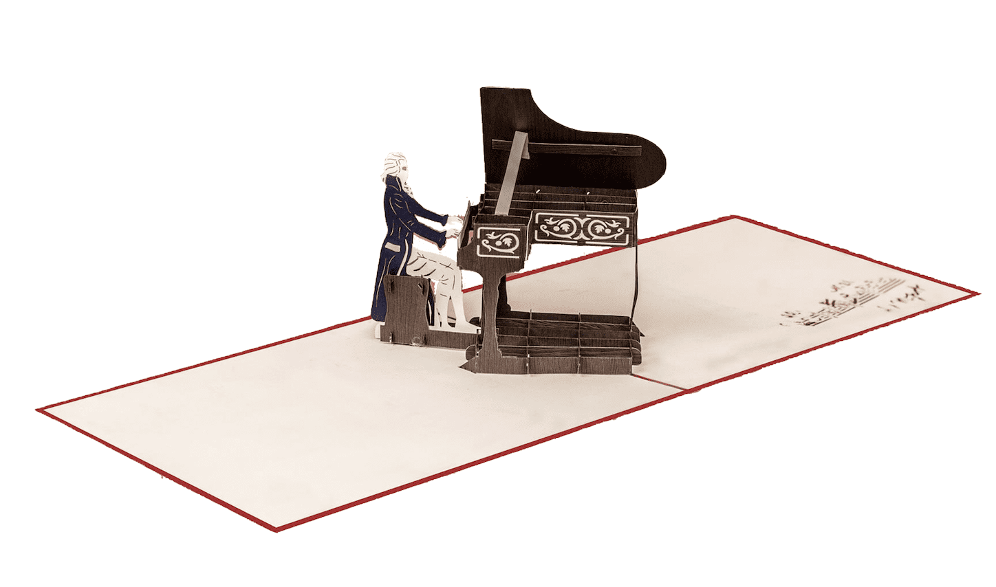 Mozart at Piano pop up card