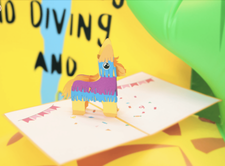 Piñata on colorful background