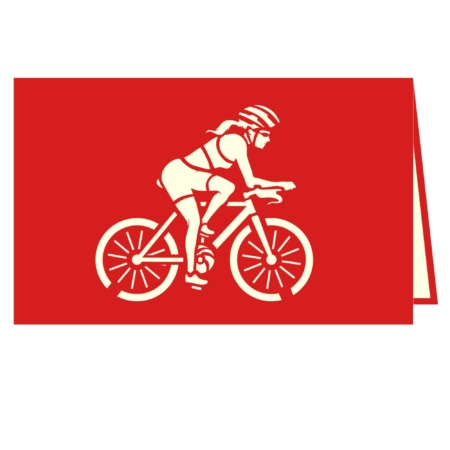 RACING FEMALE CYCLIST ~ Bicycle Pop Up Card