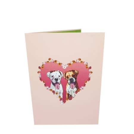 SWEET BOXERS COUPLE ~ Dog Pop Up Card