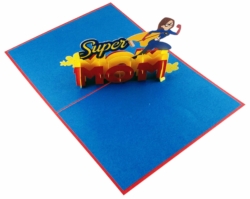 Super Mom 3d Pop Up Open Flat Card