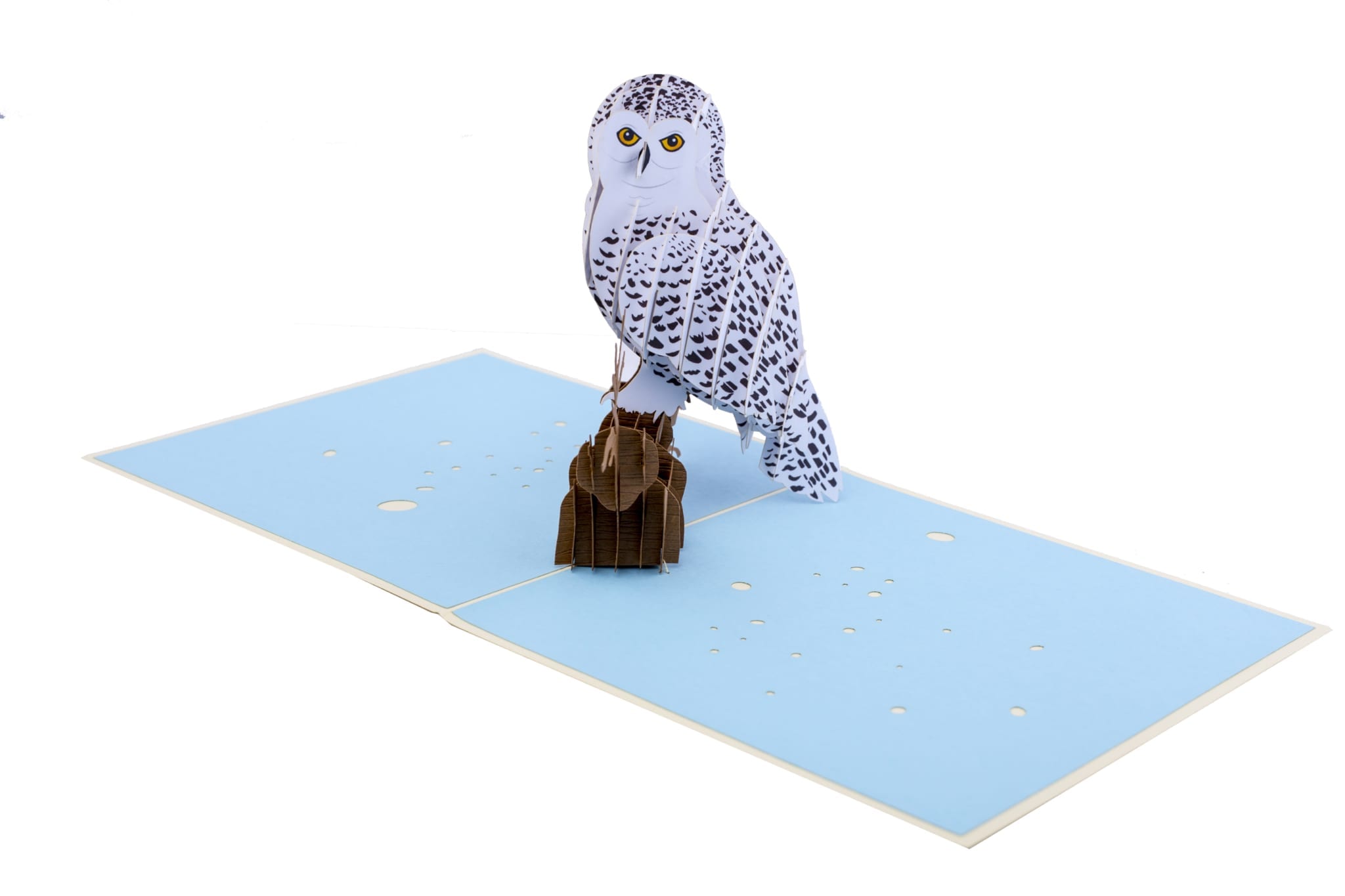 Japanese Snowy Owl pop up card open