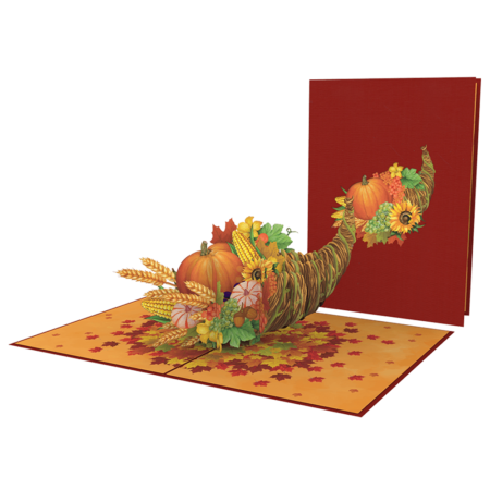Holiday Thanksgiving Cornucopia blessings gratitude pop up card