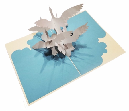 Skybirds popup card at an angle