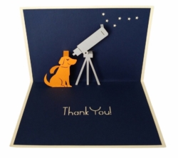Stargazer-dog-thank-you-pop-up-note telescope Thank You 3D Pop Up Greeting Cards Print