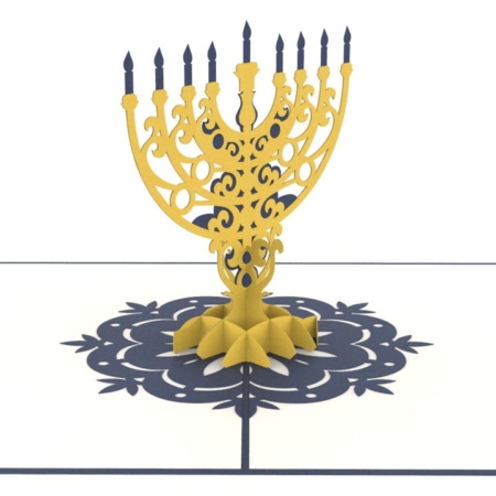 Chanukah Hanukkah pop up card open detail