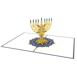 Chanukah Hanukkah pop up card open slant