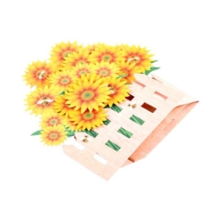 Sunflowers and Bees pop up card on slant