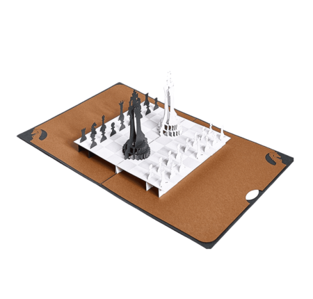 queens gambit chess board pop up card with note card