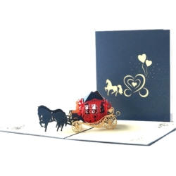 romantic carriage ride pop up card with cover