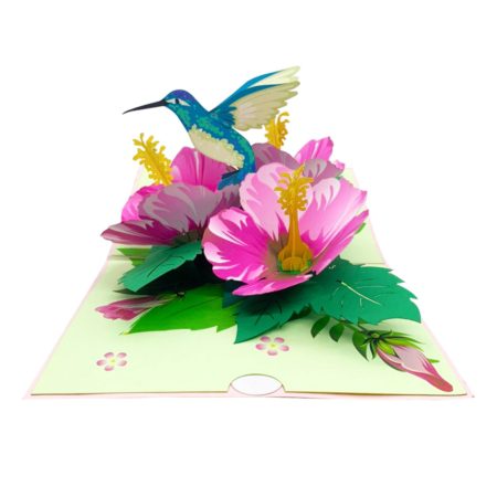 hummingbird & hibiscus pop up card