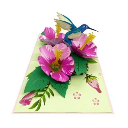 Hummingbird Hibiscus pop up card 4