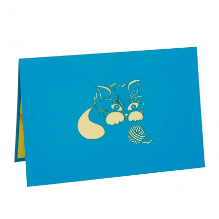 cute cats playing with yarn pop up birthday card cover