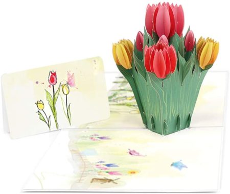 Tulips with note card