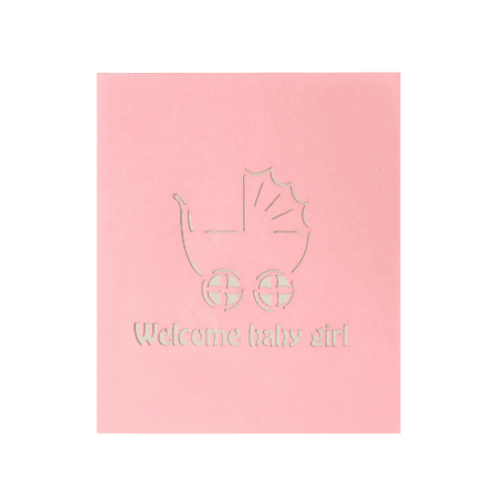 WELCOME BABY GIRL ~ Pink Carriage Pop Up Card