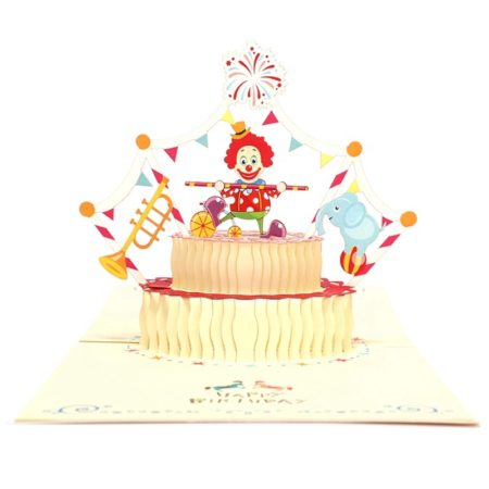 Circus Clown Birthday Cake pop up card