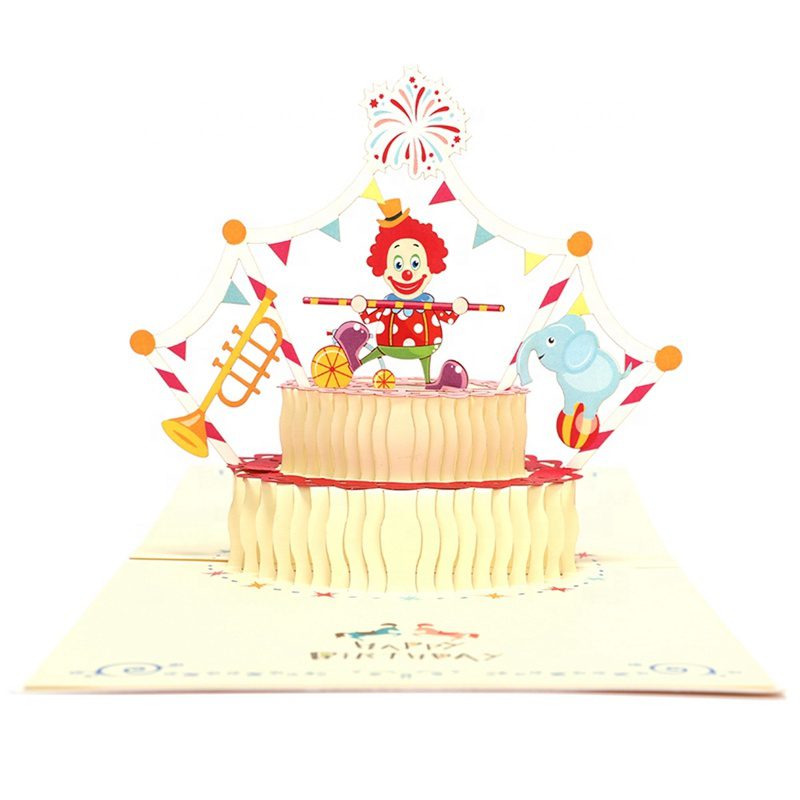 Circus Clown Birthday Cake pop up card