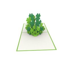 lucky shamrock 4-leaf clover St. Patrick's Day pop up card open vertical