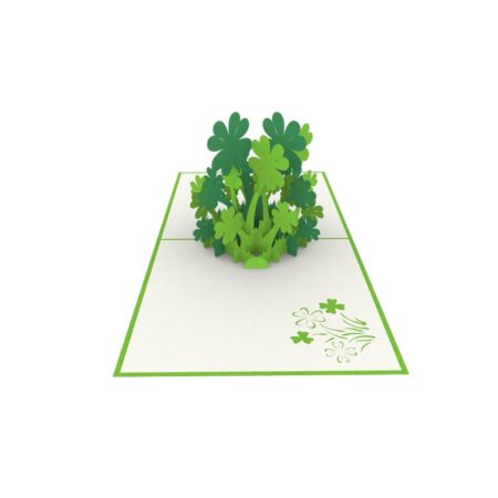 lucky shamrock 4-leaf clover St. Patrick's Day pop up card vertical