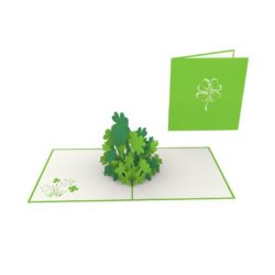 lucky shamrock 4-leaf clover St. Patrick's Day pop up card open with cover