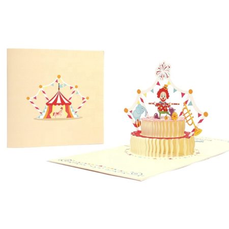 Circus Clown Birthday Cake pop up card and cover