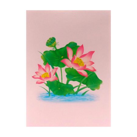 SACRED LOTUS ~ Pink Flower Pop Up Card