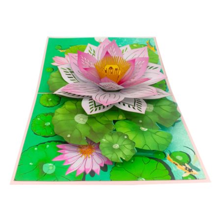 sacred lotus pop up card vertical