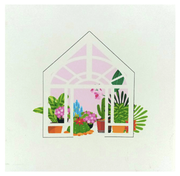 Greenhouse green thumb pop up card cover