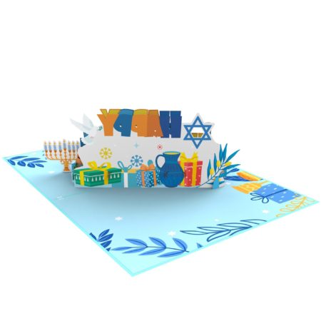 Hanukkah Sameach! ~ Happy Hanukkah pop up card from back