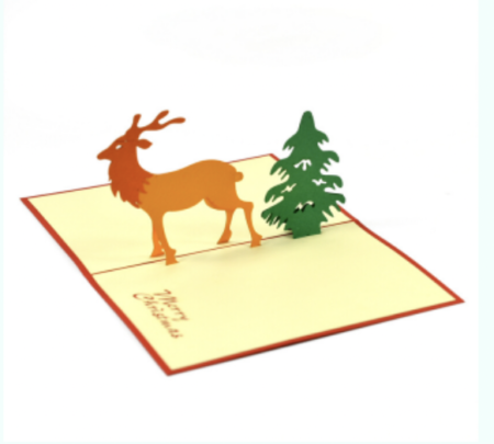 Reindeer & Christmas Tree pop up card