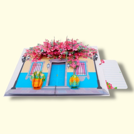Bougainvillea Pop Up Card - Mexican Pink Flowers House - San Miguel de Allende y Parroquia - House and Heart Warming Casa Las Bougainvilleas
