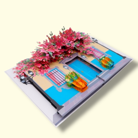 Bougainvillea Pop Up Card - Mexican Pink Flowers House - San Miguel de Allende y Parroquia - House and Heart Warming Casa Las Bougainvilleas